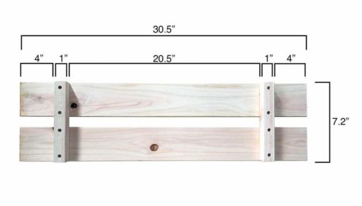 Hinoki Bath Tub Bench, Sizing Diagram