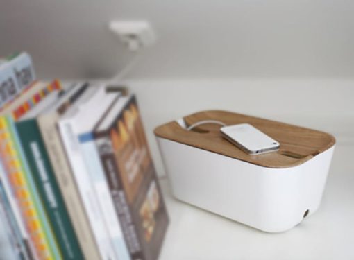 Modern Cable Box, Natural and White