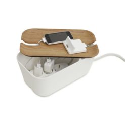 Modern Cable Box,Medium, Natural and White
