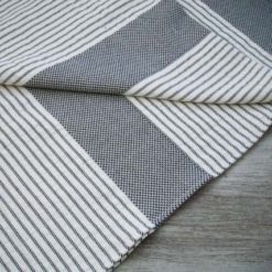 Linen Hammam Towel, Grey Striped