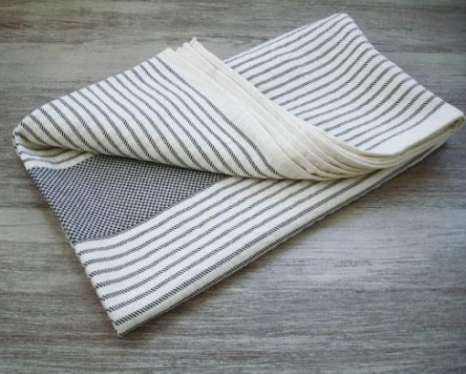 Linen Hammam Towel, Grey Striped