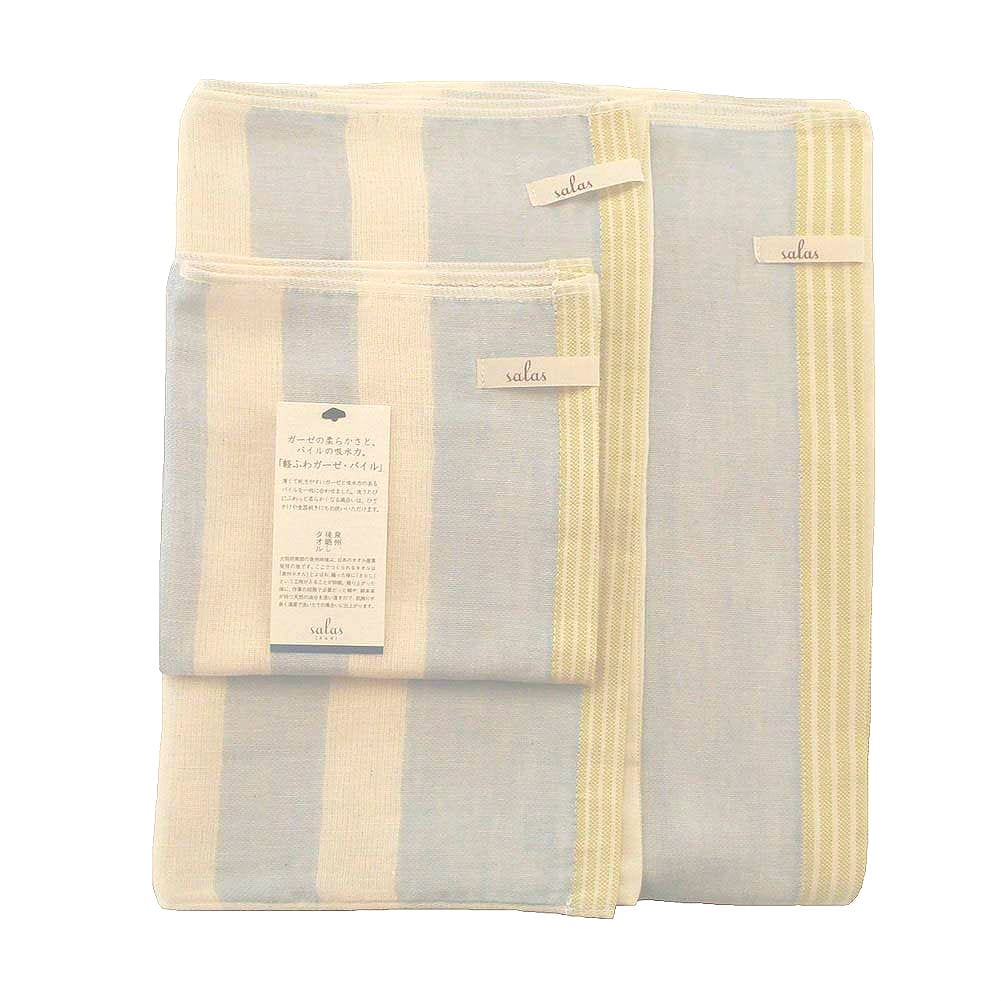 Quick-Drying Grey x Yellow IPPINKA Japanese Wash/Face Towel Ultra Soft Layered Gauze