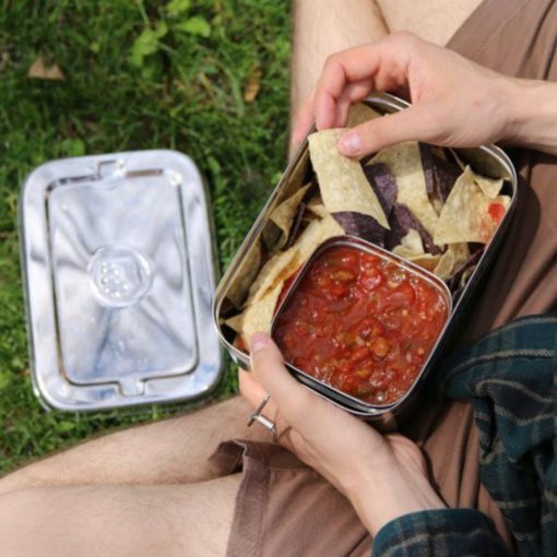 Stainless Steel Lunchbox - Single Tier with Snack Pod