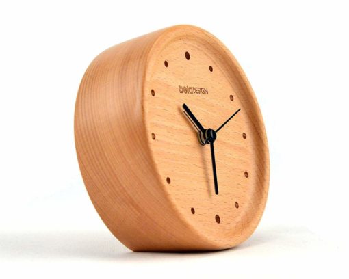 Beech Wood Table Clock, Dots