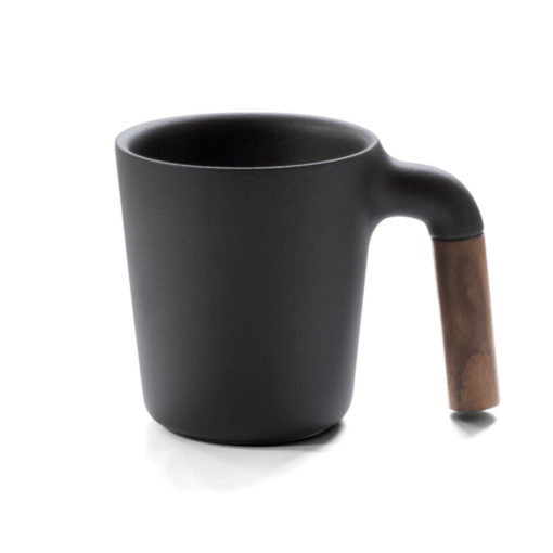 Ceramic & Wood Coffee Cup, Charcoal