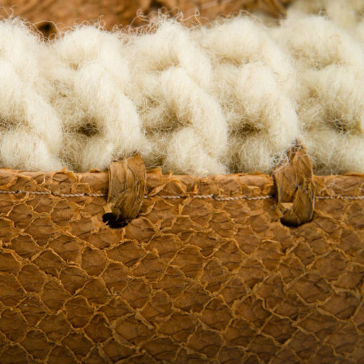 Salmon Leather and Organic Wool Slippers