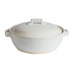 Banko-Yaki Donabe, White with Square Handles