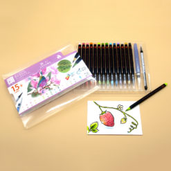 15-Set Watercolor Fude Brush Pens, Soft Traditional Colors