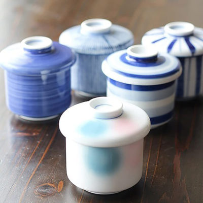 Handmade Seto Blue Chawanmushi Cup