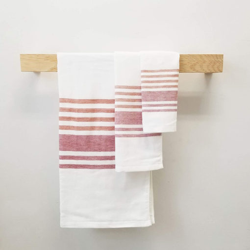 Senshu Towels, Two-Tone End Stripes, Red