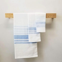 Senshu Towels, Two-Tone End Stripes, Blue