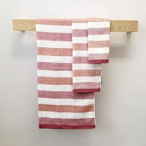 Senshu Towels, Two-Tone Stripes, Red