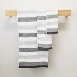 Senshu Towels, Two-Tone Stripes, Grey