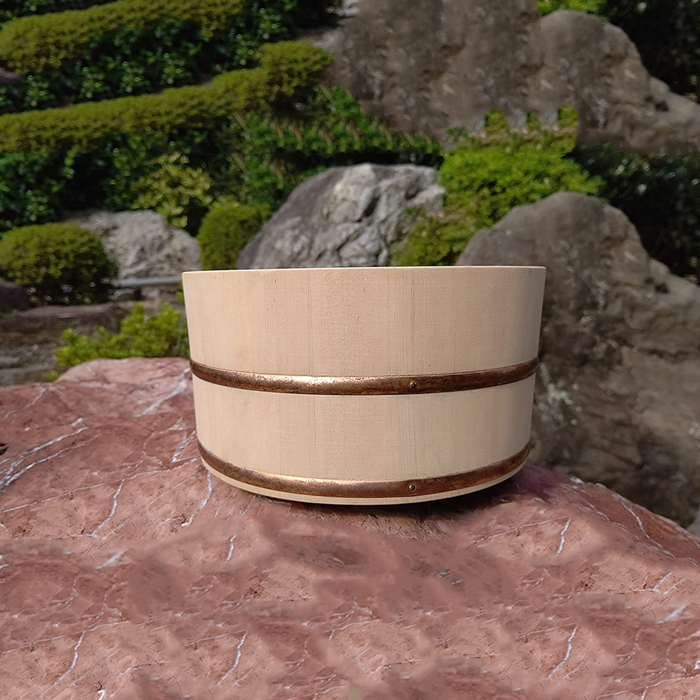 IPPINKA Natural Japanese Hinoki Wood Bath Bucket with Handle